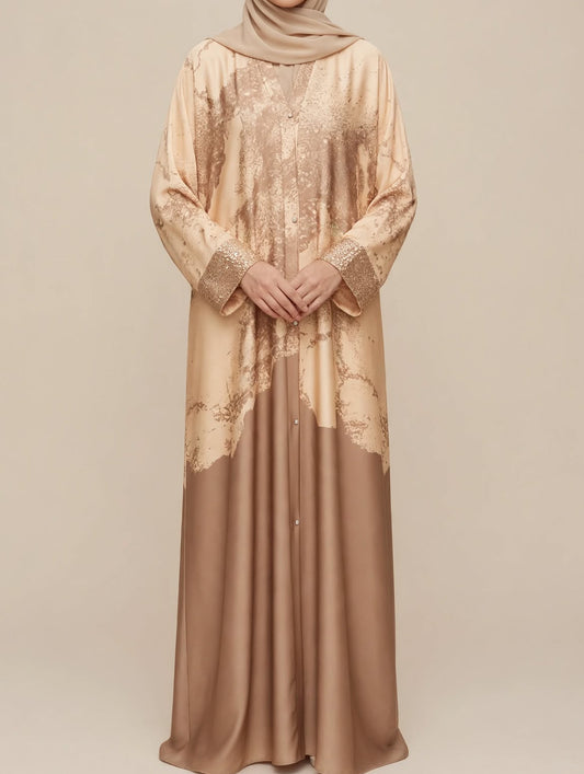 Floral Satin Abaya - Amber A