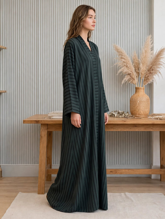 Striped Open Abaya - Sufi A