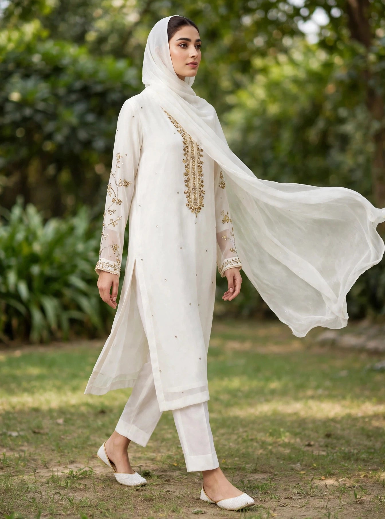 Ivory Pearl Embroidered 3-Piece Suit